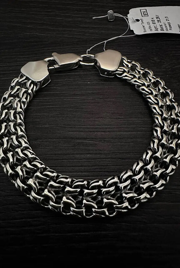 Срібний браслет подвійний бісмарк 925 проби