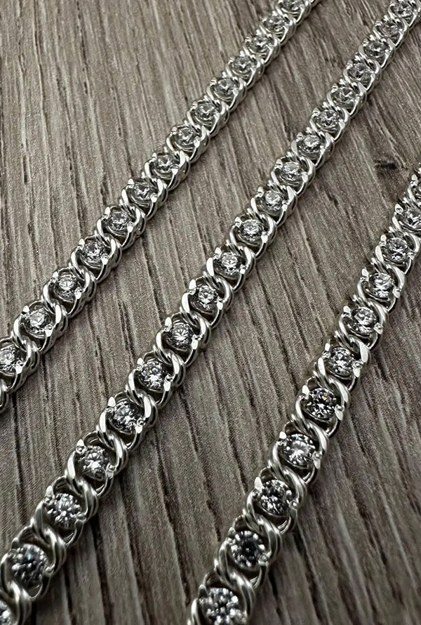 Срібний жіночий ланцюжок арабка з камінцями