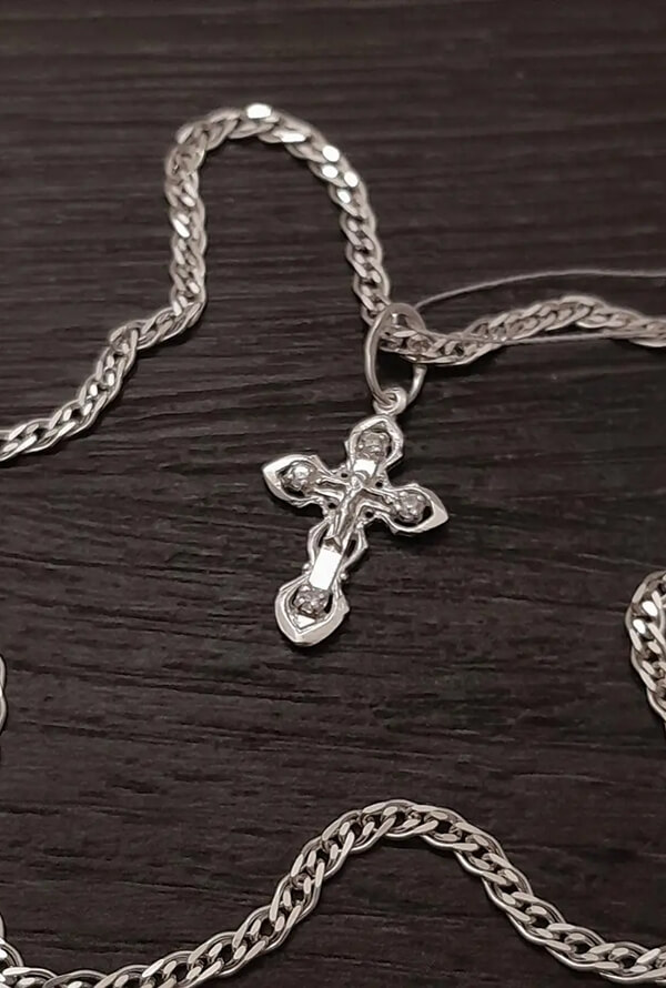 Срібний жіночий ланцюжок та хрестик 925 проби