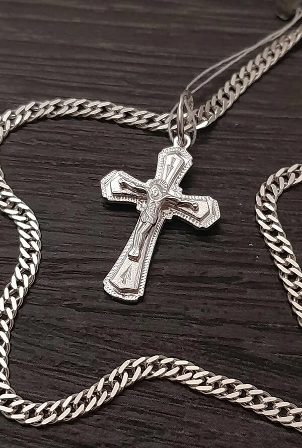 Срібний жіночий ланцюжок та хрестик 925 проби